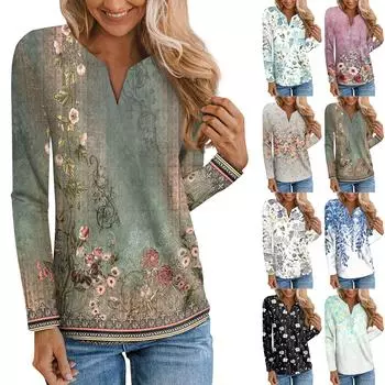 Женская модная повседневная свободная футболка с принтом и круглым вырезом с разрезом и длинным рукавом, женский топ XXL серый