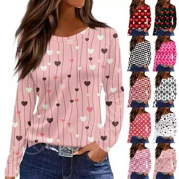 Женская модная повседневная свободная футболка с принтом и круглым вырезом с разрезом и длинным рукавом, женский топ XL белый