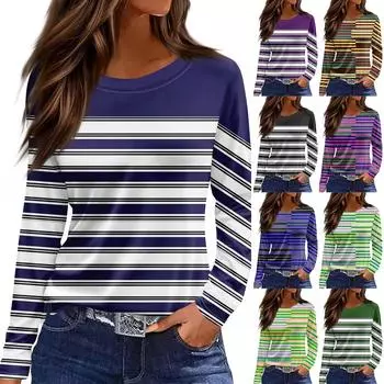 Женская модная повседневная свободная футболка с принтом и круглым вырезом с разрезом и длинным рукавом, женский топ XXXL чёрный