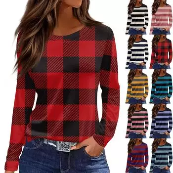 Женская модная повседневная свободная футболка с разрезом и круглым вырезом с длинным рукавом с принтом, женский топ L чёрный