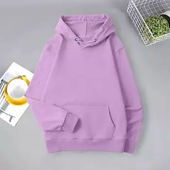 Женская модная повседневная свободная однотонная толстовка с капюшоном и длинным рукавом L фиолетовый