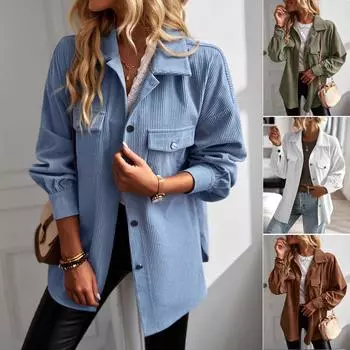 Женская модная повседневная свободная однотонная тонкая куртка с длинными рукавами M зелёный