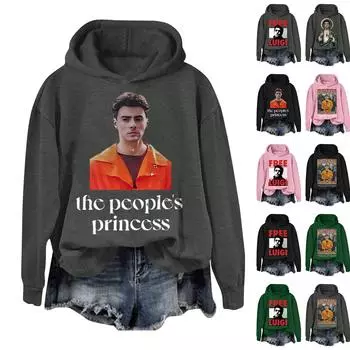 Женская модная повседневная свободная толстовка с длинным рукавом и принтом на весну L армия зеленый