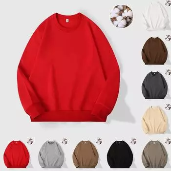 Женская модная повседневная свободная толстовка с круглым вырезом и длинным рукавом, однотонная L бежевый