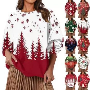 Женская модная повседневная свободная толстовка с круглым вырезом и длинным рукавом, однотонная L армия зеленый