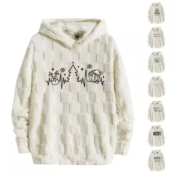 Женская модная повседневная свободная толстовка с круглым вырезом и длинным рукавом с капюшоном L белый