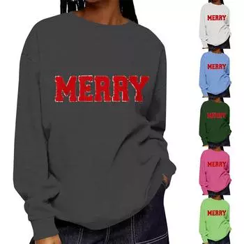 Женская модная повседневная свободная толстовка с круглым вырезом и длинным рукавом, однотонная S