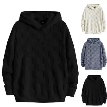 Женская модная повседневная свободная толстовка с круглым вырезом и длинным рукавом с капюшоном XXL чёрный