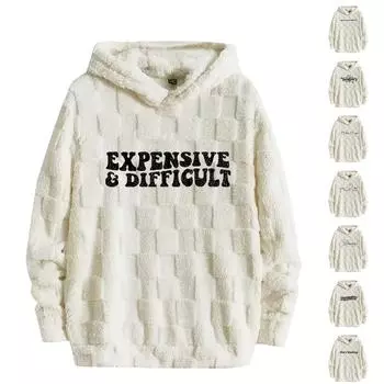 Женская модная повседневная свободная толстовка с круглым вырезом и длинным рукавом с капюшоном XL тёмно-синий