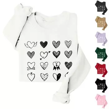 Женская модная повседневная свободная толстовка с круглым вырезом и длинным рукавом с принтом ко Дню святого Валентина L розовый