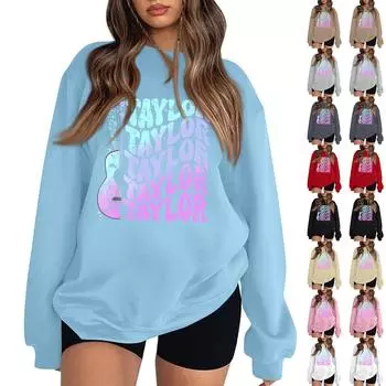 Женская модная повседневная свободная толстовка с круглым вырезом и длинными рукавами L кофейный