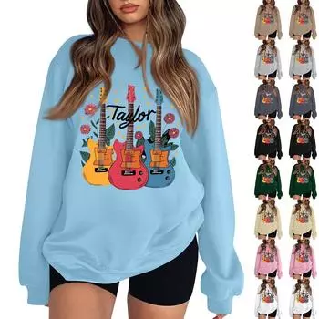 Женская модная повседневная свободная толстовка с круглым вырезом и длинными рукавами L кофейный