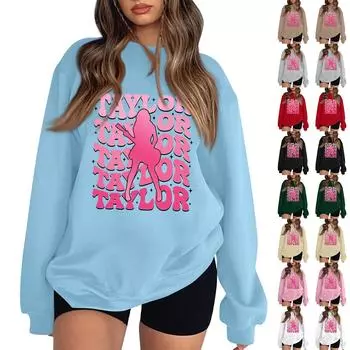 Женская модная повседневная свободная толстовка с круглым вырезом и длинными рукавами L кофейный