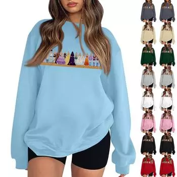 Женская модная повседневная свободная толстовка с круглым вырезом и длинными рукавами L кофейный