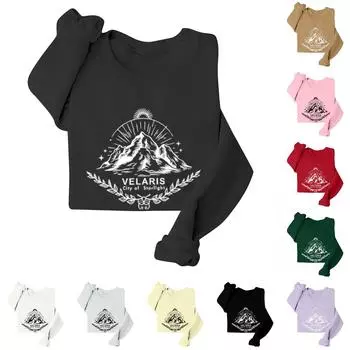 Женская модная повседневная свободная толстовка с круглым вырезом и длинным рукавом Villaris Printed Sweatshirt L бежевый