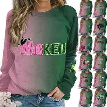 Женская модная повседневная свободная толстовка с круглым вырезом и длинным рукавом, однотонная L армия зеленый