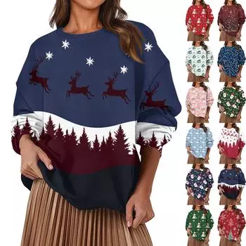 Женская модная повседневная свободная толстовка с круглым вырезом и длинным рукавом, однотонная XXL винный