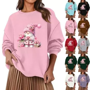 Женская модная повседневная свободная толстовка с круглым вырезом и длинным рукавом, однотонная XXL красный