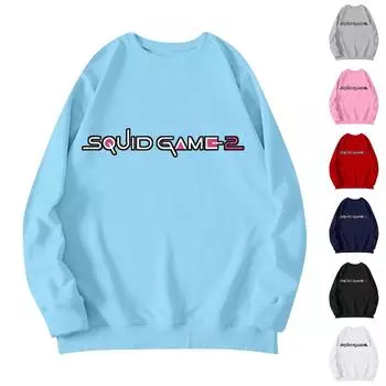 Женская модная повседневная свободная толстовка с круглым вырезом и длинным рукавом L чёрный