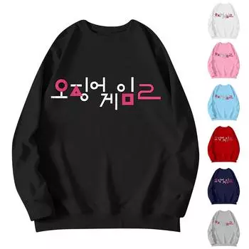 Женская модная повседневная свободная толстовка с круглым вырезом и длинным рукавом L чёрный