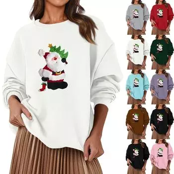 Женская модная повседневная свободная толстовка с круглым вырезом и длинным рукавом, однотонная XL красный