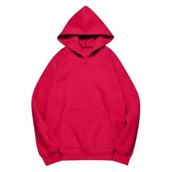 Женская модная повседневная толстовка с длинным рукавом на осень и зиму большого размера с капюшоном и подкладкой XXXL красный