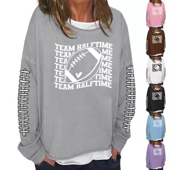 Женская модная повседневная толстовка с длинным рукавом и круглым вырезом с принтом L чёрный