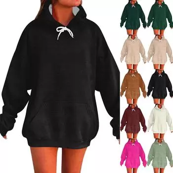 Женская модная повседневная толстовка с длинным рукавом и капюшоном, однотонная толстовка L армия зеленый