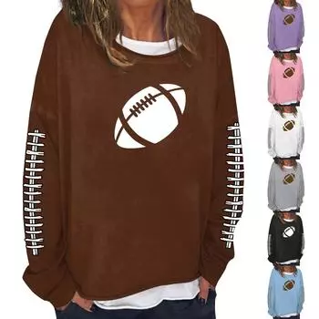 Женская модная повседневная толстовка с длинным рукавом и круглым вырезом с принтом XXL коричневый