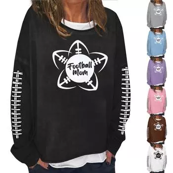 Женская модная повседневная толстовка с длинным рукавом и круглым вырезом с принтом XL коричневый