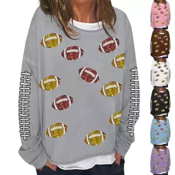 Женская модная повседневная толстовка с длинным рукавом и круглым вырезом с принтом S фиолетовый