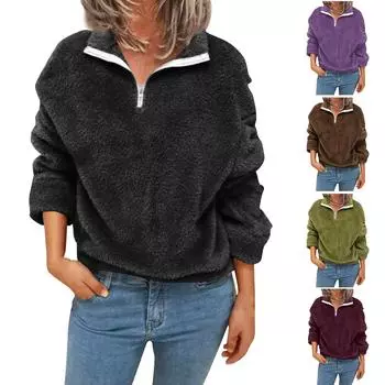 Женская модная повседневная толстовка с длинным рукавом и флисом, двухсторонний флисовый топ XXXL красный