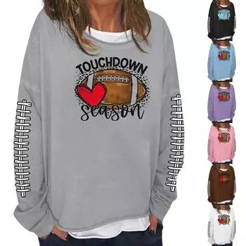 Женская модная повседневная толстовка с длинным рукавом и круглым вырезом с принтом M