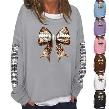 Женская модная повседневная толстовка с длинным рукавом и круглым вырезом с принтом S розовый