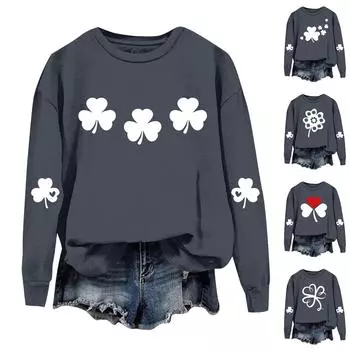 Женская модная повседневная толстовка с длинным рукавом и круглым вырезом M красный