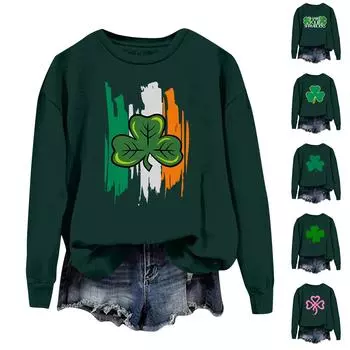 Женская модная повседневная толстовка с длинным рукавом и круглым вырезом S