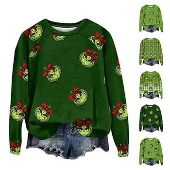 Женская модная повседневная толстовка с длинными рукавами и круглым вырезом с принтом L