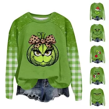 Женская модная повседневная толстовка с длинными рукавами и круглым вырезом с принтом XL киноварь