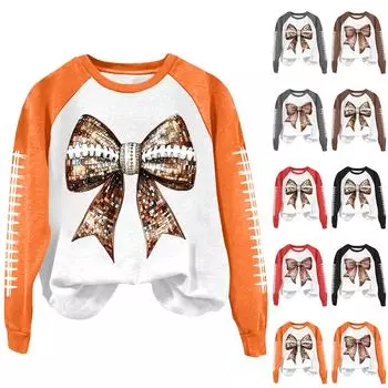 Женская модная повседневная толстовка с длинными рукавами и принтом в виде бейсболки с цветными блоками и круглым вырезом M