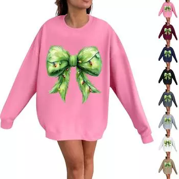 Женская модная повседневная толстовка с длинными рукавами и рождественским принтом с круглым вырезом XXXL