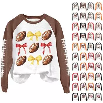 Женская модная повседневная толстовка с длинными рукавами и принтом в виде бейсболки с цветными блоками и круглым вырезом L