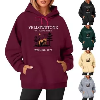 Женская модная повседневная толстовка с длинными рукавами и принтом, свободная толстовка с капюшоном L бежевый