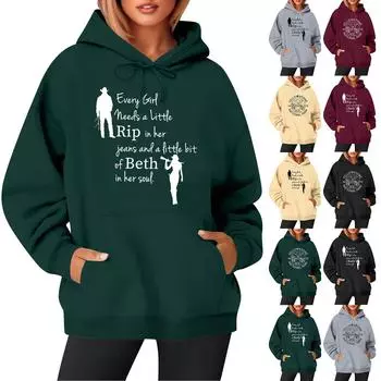 Женская модная повседневная толстовка с длинными рукавами и принтом, свободная толстовка с капюшоном L чёрный