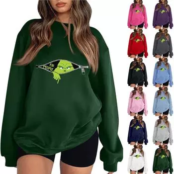 Женская модная повседневная толстовка с длинными рукавами и круглым вырезом с принтом XL фиолетовый