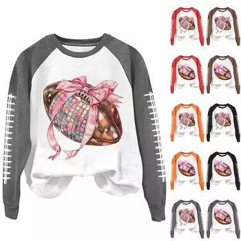 Женская модная повседневная толстовка с длинными рукавами и принтом в виде бейсболки с цветными блоками и круглым вырезом XXXL