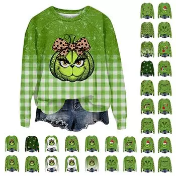 Женская модная повседневная толстовка с длинными рукавами и круглым вырезом с принтом S