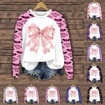 Женская модная повседневная толстовка с длинными рукавами и принтом призрака с круглым вырезом для Хэллоуина XL бежевый