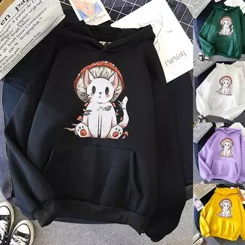 Женская модная повседневная толстовка с капюшоном и принтом, свободные спортивные топы, пуловер XXL чёрный