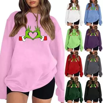 Женская модная повседневная толстовка с капюшоном и круглым вырезом с длинным рукавом и принтом XXXL