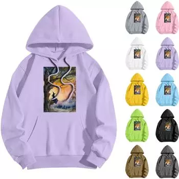 Женская модная повседневная толстовка с капюшоном и принтом ведьмы на Хэллоуин с карманами и длинными рукавами XL